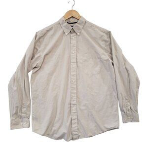 Consensus Classics Beige Long Sleeve Button Down Shirt Size L Cotton Casual